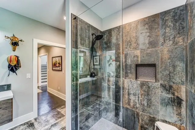 Metallic slate-look walk-in shower, Atlanta GA