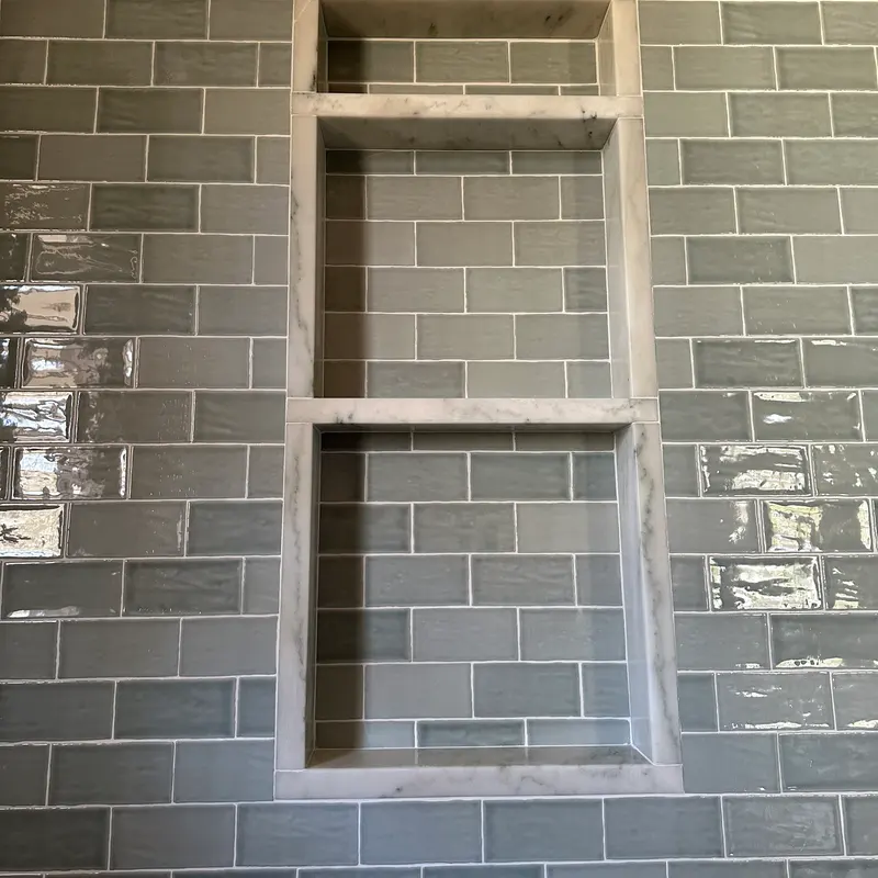 Handmade zellige niche with fine grout lines, Atlanta GA